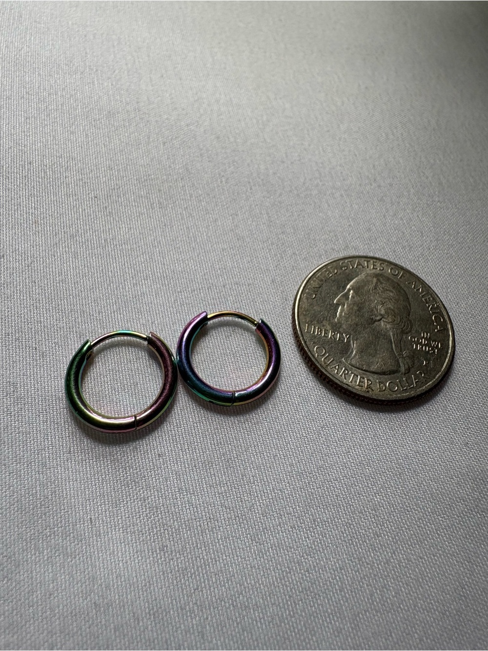 Rainbow Hoop Earrings - Tiny Huggie Style